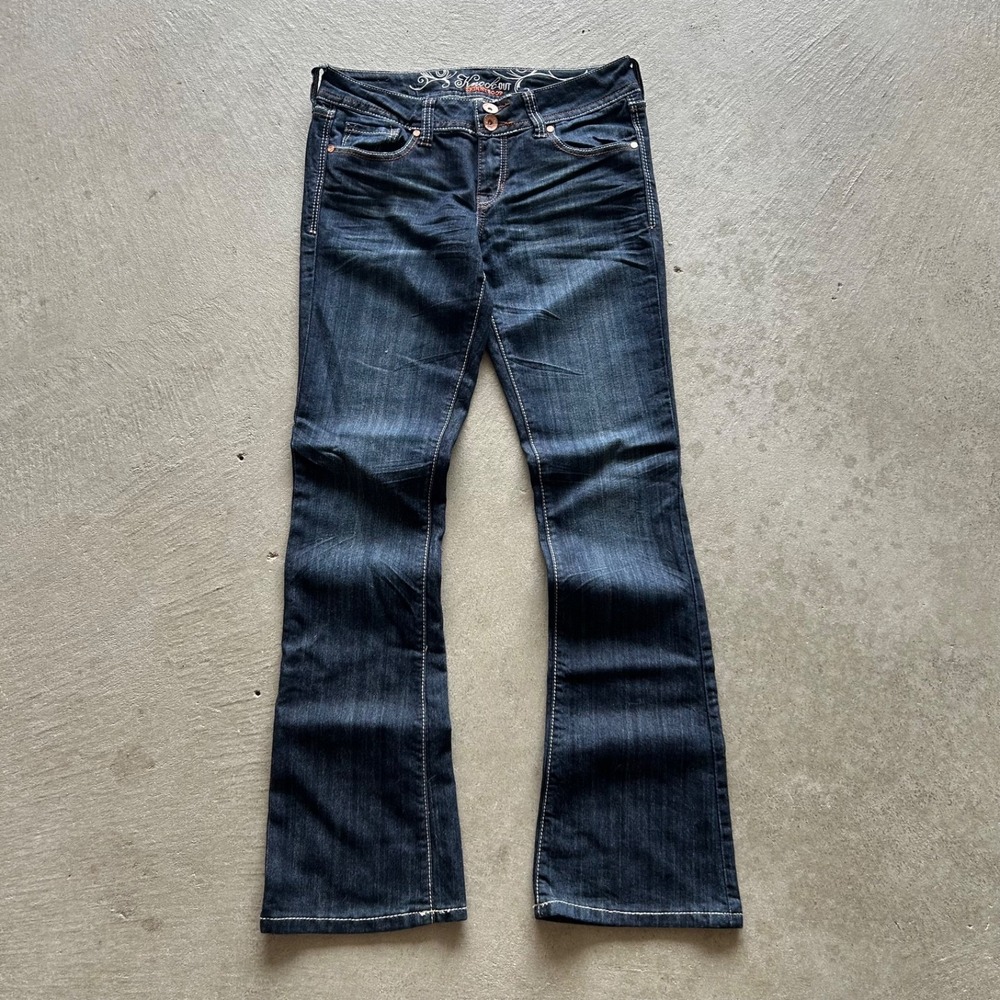 Vintage Y2K Knock Out Refuge Jeans Womens Size 8R Blue Dark Wash Skinny Bootcut